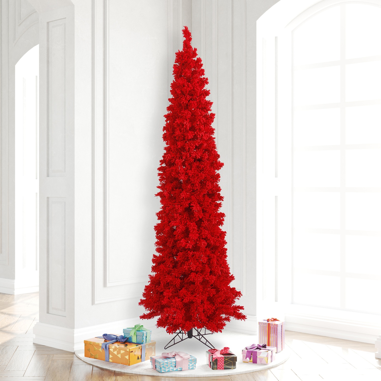 Custom Red Tree Flocked Red Pencil Tree 19cm