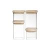 Lot Jar X4 Glass+Wood Hermet Five