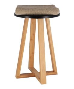 Stool With Bamboo Feet And Black Mdf Seat - Black/Bamboo