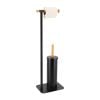 Metal And Bamboo Toilet Brush And Toilet Paper Dispenser - Black/Bamboo Metal And Bamboo Toilet Brush And Toilet Paper Dispenser - Black/Bamboo