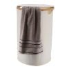 Polyester Foldable Laundry Basket With Lid And Bamboo Frame Round Shape - Natural/Bamboo