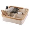 Polyester Foldable Storage Basket With Bamboo Frame Square Shape And 4 Compartements - Natural/Bamboo
