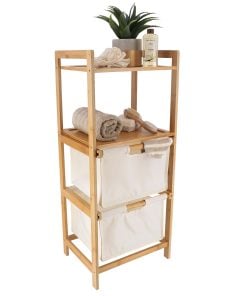Bamboo Furniture With 2 Polyester Baskets And Shelves - Natural/Bamboo