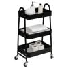 Metal Furniture On Wheels With 3 Abs Shelves - Black