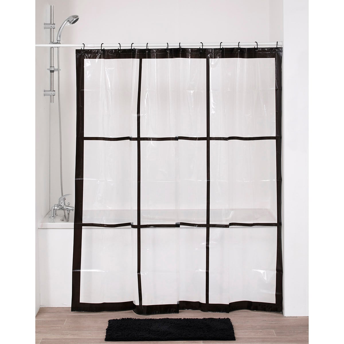 I139293 Transparent Printed Peva Shower Curtain 180X180 Cm - White Neo Retro