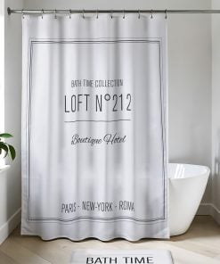 Polyester Shower Curtain 180X200 Cm White - White Neo Retro
