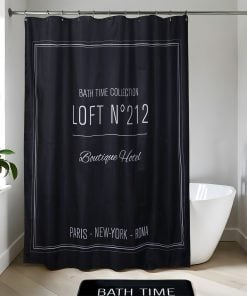 Polyester Shower Curtain 180X200 Cm Black - Black Neo Retro