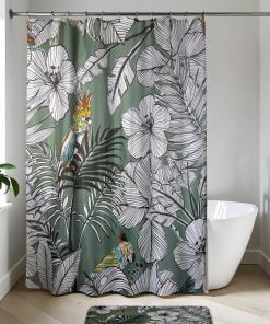 Polyester Shower Curtain 180X200 Cm - Khaki Jungle Fever