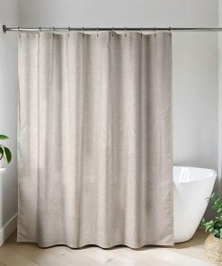 Polyester Shower Curtain Linen Aspect 180X200Cm - Taupe