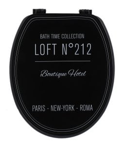 Mdf Toilet Seat 18 Inches Plastic Hinges - Black Neo Retro