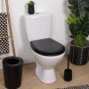 Molded Toilet Seat 18 Inches Stainless Steel Flat Shape - Black Panelling