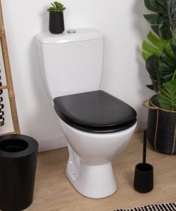 Molded Toilet Seat  18 Inches Stainless Steel Flat Shape  - Black Panelling