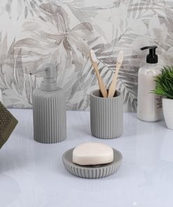 Round Polyresin Tumbler With Stripes - Clear Green