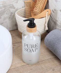 Glass/Bamboo Soap Dispenser Pure Soap 500 Ml - Transparent