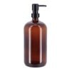 Glass Round Soap Dispenser Black Pump 1L - Amber