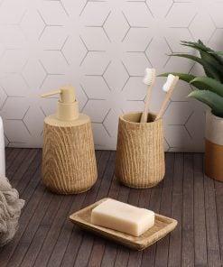 Polyresin Soap Dish  Wood Effect - Naturel