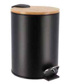 Metal Dustbin Soft Close 3L - Black/Bamboo