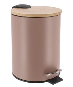 Metal Dustbin Soft Close 3L  - Capucino/Bamboo
