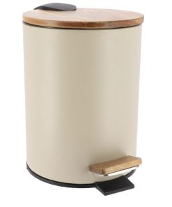 Metal Dustbin Soft Close 3L - Grey/Bamboo