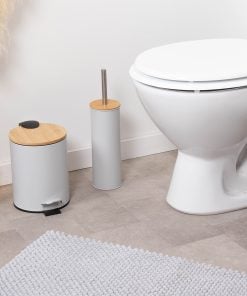 Metal Dustbin Soft Close 3L - Clear Grey/Bamboo