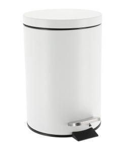 Round Stainless Steel Dustbin 3L - White