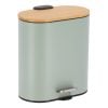 Oval Metal Wastbin Soft Close 5L With Bamboo Lid - Eucalyptus Green