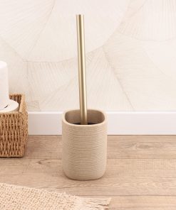 Polyresin Toilet Brush With Stripes - Natural