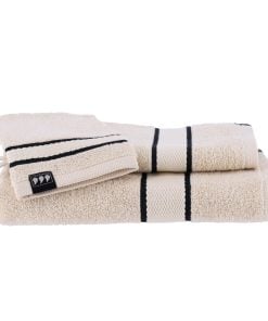 Set Of 3 Accessories 100% Cotton 1 Glove/ 1 Towel 50X90Cm / 1 Towel 70X130Cm - Ivory