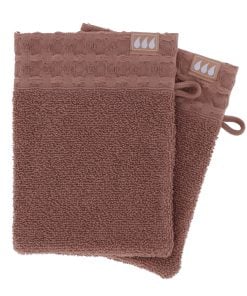 Set Of 2 Toilet Gloves 15X21Cm 100% Cotton- Caramel