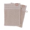 Set Of 2 Toilet Gloves 15X21Cm 100% Cotton- Beige