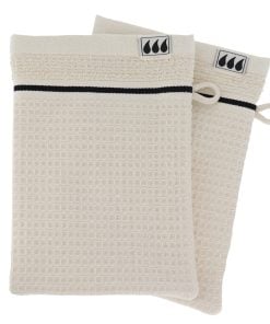 Set Of 2 Gloves 15X21Cm 100% Cotton Waffle Finish - Beige