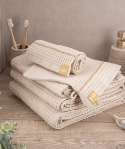 Hand Towel 50X90 Cm 100% Cotton With Ruffles  - Beige