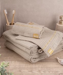 Bath Towel 90X150 Cm 100% Cotton With  Ruffles  - Taupe