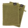 Set Of 2 Gloves 15X21Cm 100% Cotton Checkered Style - Olive Green