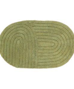 Oval/Tufted Mat 50X80Cm - Olive Green
