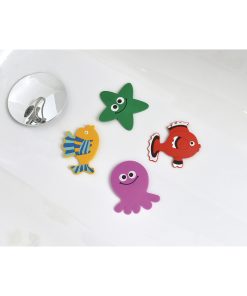 Set Of 4 Mini Pvc Shower Mats Octopus/Red Fish/Yellow Fish/Starfish - Childish