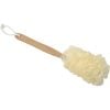 Pe Mesh Bath Sponge With Wood Handle - Natural