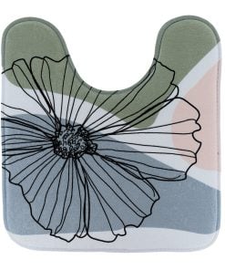 Printed Microfiber Toilet Mat 45X50 Cm - Flowers