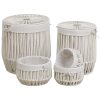 Set Of 5 Baskets Polyester/Cotton Rope Effect - White