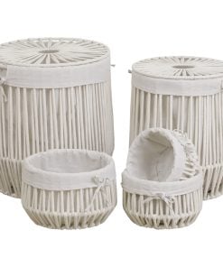 Set Of 5 Baskets Polyester/Cotton Rope Effect - White