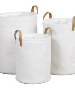 Set Of 3 Teddy Flush Laundry Baskets - Natural