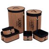 Set Of 6 Bamboo Baskets - Natural And Black