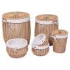 Set Of 6 Metal/Cotton Basket Rope Effect - Taupe
