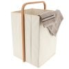 Square Polyester Laundry Basket With Bamboo Handles - Natural Square Polyester Laundry Basket With Bamboo Handles - Natural