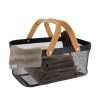 Rectangular Metal Storage Basket With Bamboo Grip - Black