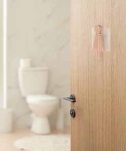 Acacia Door Plate Women Toilet Sign On Sticker - Natural