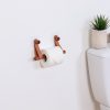 Bamboo Toilet Paper Dispenser + Leather Imitation Strap On Sticker -