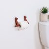 Bamboo Toilet Paper Dispenser + Leather Imitation Strap On Sticker -