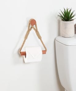 Rope And Bamboo Toilet Paper Unwelper On Sticker - Natural/Black