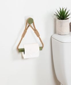 Rope And Bamboo Toilet Paper Unwelper On Sticker - Natural/Black